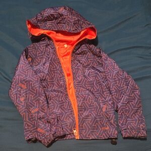 Kids Geometric Pattern Jacket in Blue and Orange